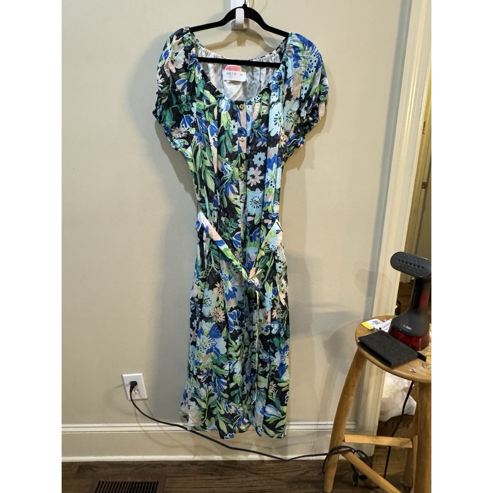 Kate Spade Full Bloom Voile Dress Floral Belted Size Large - Picture 4 of 13